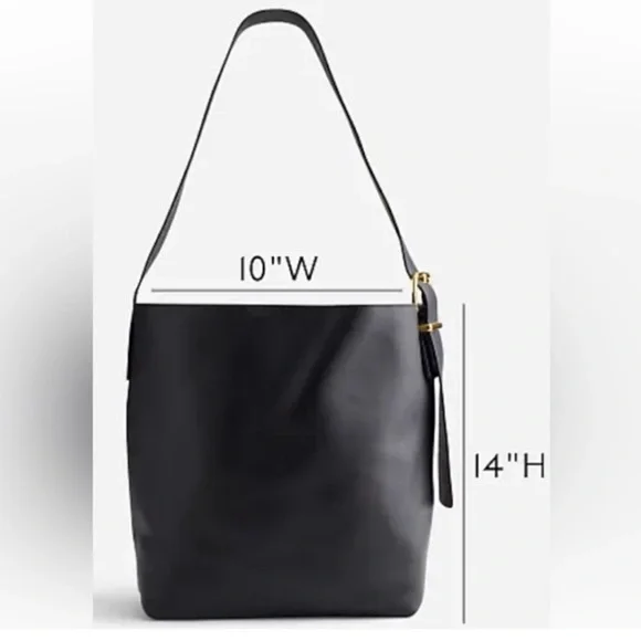 Madewell “The Essential” navy suede bucket bag deep indigo blue, gold buckle NEW - Picture 5 of 13